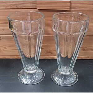 Libbey Milkshake Glasses, Set Of 2, Vintage Parfait Glasses, Basket Weave‎ Base